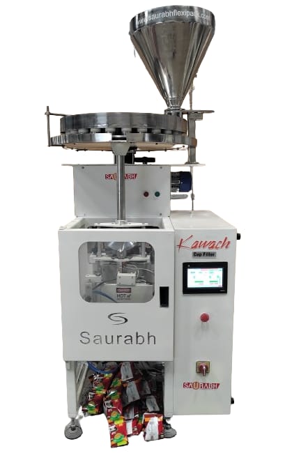 Automatic vertical form fill seal packaging machine with cup filler